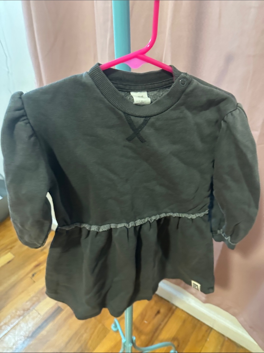 H&M Charcoal Puff Sleeve Peplum Sweatshirt
